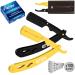 GTEX razor men with 100 premium gtex blades and leather bag - 2 razor men (yellow and black) and 100 individual GTEX sound - Straight Razor
