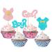 Rsstarxi 24 Pack Boy or Girl Cupcake Toppers with Glitter Bow Tie Skirt Gender Reveal Cupcake Picks Decorations for Baby Shower Kids Birthday Gender Reveal Party Cake Decorations Design 1