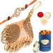 Ghasitaram Gifts Rakhis Online - Rakhi for Brother- Cushions of Bonds Bhaiya Bhabhi Rakhi with 100 GMS of Dryfruits Mix Can Rakhi Set with 100 gms of Dryfruits Mix Can