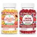 Lunakai USA Made Calcium Magnesium Zinc + Iron Gummies Bundle Naturally Flavored Non-GMO 60ct Each