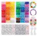 Quefe 3960pcs Pony Beads for Bracelet Making Kit 48 Colors Kandi Beads Set, 2400pcs Plastic Rainbow Bead Bulk and 1560pcs Letter Beads with 20 Meter Elastic Threads for Craft Jewelry Necklace