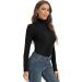 Women's Long Sleeve Turtleneck Base Layer Shirt - Slim Fit | XX-Large Black - Buy Online on GoSupps.com