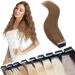 Tape in extensions real hair hair extension adhesive tape hair part 100% remy human hair (40 pieces+10pcs free tapes) light brown#6 14 "(35cm)