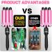 Nebula-X Three Barrel Curling Iron Wand - 1 Inch Ceramic Tourmaline Triple Barrels Dual Voltage Crimp (Pink) - Buy Online on GoSupps.com