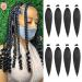 XTREND 16 Inch Natural Black EZ Braids 8Packs Pre-Stretched Easy Braiding Hair Extensions for Box Braids Hair Hot Water Setting Synthetic Fiber Hair Extensions 1B# 16 Inch (Pack of 8) 1B#