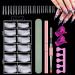 120 pieces dual Nail Forms Set stencil extension nail shapes with pink dual-ended nail brush nail tip clip sponge finger separator and nail files for polygel nail tools nail shapes 1