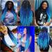 26-Inch Ombre Black Blue Braided Wigs for Black Women - Synthetic Lace Front Knotless & Box Braids - Buy Online on GoSupps.com