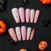 Coffin Halloween False Nails - 24Pcs Pink French Fake Nails with Skull & Eyes Pattern for Women and Girls - Buy Online on GoSupps.com