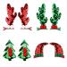 Christmas hair clips 4 pairs of Christmas hair clips glitter sequins Christmas antler-haired spang red green Christmas hair needle accessories for women and girls Christmas party festival