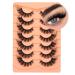 JIMIRE Fluffy Eyelashes Natural Look Cat Eye Russian Strip D Curl Lashes Look Like Eyelash Extensions Wispy Fox Eye Fake Eyelashes 7 Pairs Pack V
