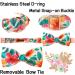 Unique Style Paws Dog Collar | Colorful Flower Bowtie Collar for Small Dogs | Adjustable Cotton Pet Collar - XS (13.5-22in) Orange & Pink - Buy Online on GoSupps.com