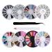 8 Boxes Nail Art Strass Mix Size Nail Pearls Glitter Strass Stone 3D Nail Decoration With 1 piece of wax pen Strass Picker and tweezers DIY Handwerk Jewelry Clothing Nail Art Strass