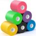 Upgraded 6 Pack Pre Wrap Athletic Multi Color Prewrap Athletic Tape for Hair Soccer Soccer Sports Pre Wrap Tape Pre-Wrap Foam Underwrap Tape - Pink Black Blue Purple Green Yellow