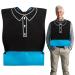 Hveer bibs for adults waterproof slobberlat with crumbs compartment push buttons for seniors women men black polo shirt pattern