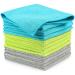 AIDEA Microfiber Cleaning Cloths-12PK, Softer Highly Absorbent, Lint Free Streak Free for House, Kitchen, Car, Window Gifts(12in.x12in.) Blue/Green/Grey 12"x12"