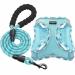 Haapaw dog harness and leash set no pulling adjustable reflective step-in-puppy harness with thick padded vest for extra small/small medium-sized dogs turquoise (breast 45.7-50.8 cm weight 6.4-8.6 kg)
