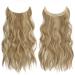 Invisible Wire Hair Extensions with Clips | FESHFEN 20 Long Wavy Hairpiece - Light Brown Highlighted Blonde - Buy Online on GoSupps.com