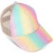 Girls Glitter Baseball Cap - High Ponytail Criss Cross Hat for Kids (Ages 5-15) - Multicolor Shiny Design - Buy Online on GoSupps.com