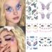 Eye Shiny Butterfly Flower Stickers Facial Body Glitter Butterfly Makeup Stickers for Women Girls Waterproof Temporary Fake Flower Tattoo Sticker for Halloween Costume Party Facial Body Decoration 6 sheets
