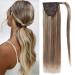 Real Hair Ponytail Extension Human Hair For Women Light Brown and Bleach Blonde Long Straight Remy Human Hair Ponytail Extension Wrap Around Clip in Ponytail Hair Extensions 14 inch 10/613 14 inch Highlight P10/613