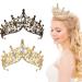 2 Pieces Baroque Queen Crown  Brides Bridesmaids Rhinestone Wedding Tiaras and Crowns Princess Crystal Headband  Wedding Festival Birthday Prom Party Hair Accessories for Women Girls (Gold and Black)
