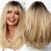 Emmor ombre blonde wigs with bangs blonde in particular synthetic women's wigs for long heat-resistant wig for everyday use natural and convenient ombre blonde no.#