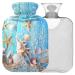 NAANLE Wood Sea Stars Shells Heat bottle MIT TIVE Transparent hot water bottle 2l Large hot hot water bottle for bed hand feet Warmer pain relief heat and cold therapy 2 l