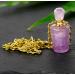 Natural Amethyst Pendant Necklace | Healing Crystal Essential Oil Diffuser for Men & Women - Gold Plated 13.5 Chain - Buy Online on GoSupps.com