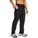 Pudolla Men's Workout Athletic Pants Elastic Waist Jogging Running Pants for Men with Zipper Pockets Black Large