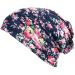 HONENNA Printed Turban Headband Chemo Cap Soft Sleep Beanie (Navy blue)