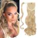 Pferdeschwanz hair part braid clip in ponytail hair extension synthetic hair extension hair piece wrap on for women 43 cm wavy-dark blonde mix bleach blonde