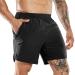 MIER Men's Running Shorts 7" Quick Dry Gym Athletic Workout Shorts with Zipper Pockets Black Medium