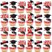 Red Class of 2022 Graduation Cap Cupcake Toppers for 2022 Graduation Decorations