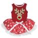 Petitebelle Reindeer Face Puppy Dog Dress (Red/Snowflakes Medium) Medium Red/Snowflakes