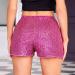 Duohropke Women's Metallic Hot Pants Glitter Sequins High Waist Shorts for Dance Disco & Carnival - Hot Pink - Buy Online on GoSupps.com