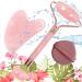 Rose Face Roller Gua Sha Facial Tools Natural Beauty Skin Care and Sculpting Set Facial Maasage to Reduce Puffiness and Improve Wrinkles for Neck & Eyes Powder Puff-Dual-Sided