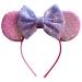 Pink Sequin Minnie Mouse Inspired Aurora Alice Headband With Big 5" Reversible Sequin Top Bow Handmade