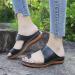 Women's Retro Hollow Wedge Sandals - Summer Casual PU Leather Flip Flops for Foot Correction & Bunion Relief - Size 6 Black - Buy Online on GoSupps.com
