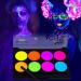 Glow In The Dark Paint Glow UV Blacklight Face Paint Halloween Makeup Neon Accessories Face Paint Glow In The Dark Party Supplies Body Paint No Transfer Water Activated Eyeliner Clown Makeup