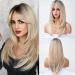 BESTUNG Ombre Blonde Layered Synthetic Wig With Dark Roots For Women Girl's Natural Looking Wig at Party 20inch