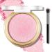 FREEORR Baked Highlighter Powder Palette  Makeup Highlighter Powder Palette Sheer Shimmering Finish Face Highlighters Makeup Iluminadores de Maquillaje 02 Mermaid Pink
