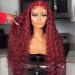 BeautyGrace 26Inch Burgundy Human Hair Lace Front Wig - Brazilian Virgin Deep Wave 99J Red Color | 13x4 Frontal Wig 26 Inch - Buy Online on GoSupps.com
