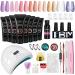 Poly nail gel set Phoenixy poly nail geln gel starter set with 48W UV/LED lamp 8 colors nail extension set with manicure tools nail tips poly nail nails yourself set at home violet style
