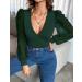 Fayenne Womens Tops Deep V Neck Cross Wrap Sexy Tops Polka Dot Mesh Long Sleeve T Shirt Casual Blouses S Dark Green - Buy Online on GoSupps.com