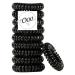 10 Pack Painless PATENTED OOO Hair Ties. Ponytail holder spiral coil traceless rubber bands. Best kids girls woman accessory all types of hair. Exercise work & everyday. LARGE SIZE (Black)