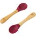 Bamboo Baby Weaning Spoons Set of 2 | Soft Silicone Tips, Easy Grip Handles | BPA-Free (Cherry) - Shop Now - Buy Online on GoSupps.com