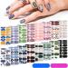 16 Sheets Full Wrap Nail Polish Stickers Self-Adhesive Nail Design Decals Strips Manicure Kits Nail Design Designs with Nail Files for Women Girls DIY Nail Design Decoration (Flower Style) Elegant Style