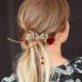 Chinese Style Rose Flower Hair Clip with Metal Leaves and Pearl Tassel - Red - Buy Online on GoSupps.com