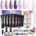 Skymore nail set gel nail nail extension UV nail polish UV color gel with overlack under paint gel quick extension building gel nail extension nail starter set 15 ml (1 Pack) Color: nude.