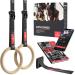 BeMaxx Gymnastic Rings Set Wood + Door Anchor Attachment, Exercise eBook & Safety Straps + Length Markings | Wooden Olympic Gym Gymnastics Athletic Fitness | Home Workout Muscle Training Gym Rings - EU